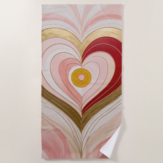 Serviette De Plage Fleur de cœur concentrique (Devant)
