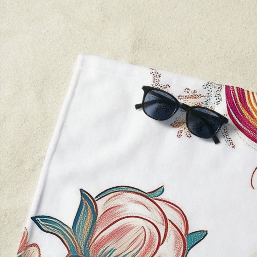 Serviette De Plage Fleur de Crimson (En situation)