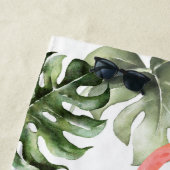 Serviette De Plage Fleur de Flamant rose rose, Feuille de palmier Con (En situation)