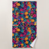 Serviette de plage Fleur de Fruit Tropical Néon - (Devant)