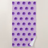 Serviette De Plage Fleur de géranium violet Motif sans couture sur (Devant)