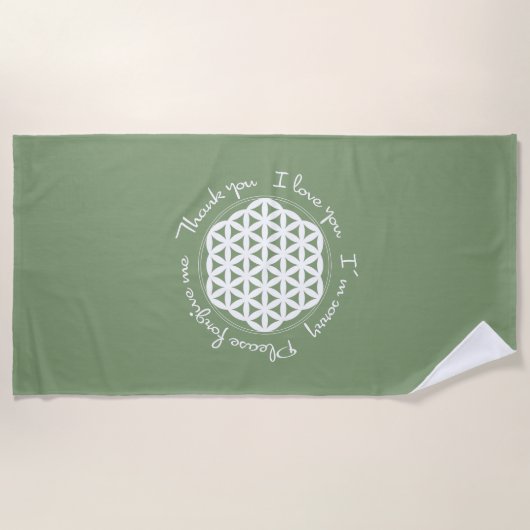 Serviette De Plage Fleur de la vie Ho'oponopono (Devant)