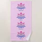 Serviette De Plage Fleur de lotus rose votre texte (Devant)