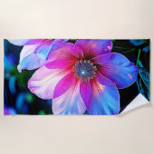 Serviette De Plage Fleur de néon fleur design de lumière magique (Devant)