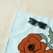 Serviette De Plage Fleur de pavot bleu clair (En situation)