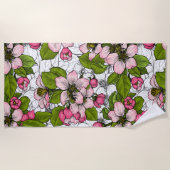 Serviette De Plage Fleur de pomme sur blanc (Devant)