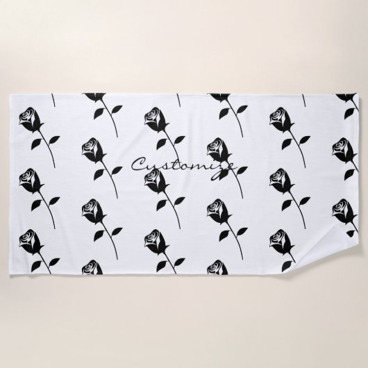 Serviette De Plage Fleur de Saint-Valentin noire Thunder_Cove (Devant)