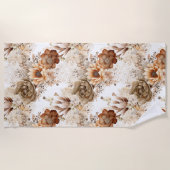Serviette De Plage Fleur de Sud-Ouest Crème Marron Occidental (Devant)