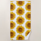 Serviette De Plage Fleur de tournesol vintage joyeuse (Devant)
