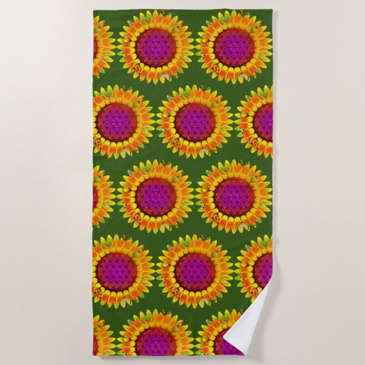 Serviette De Plage Fleur De Vie - Fleur Géométrique 4 (Devant)