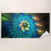 Serviette De Plage Fleur d'Imaginaire lumineux, Fractale Abstraite co (Devant)