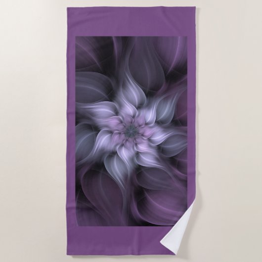 Serviette De Plage Fleur fractale violette (Devant)