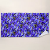 Serviette De Plage Fleur Iris Violet / Esthétique / Carrelé / (Devant)