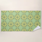 Serviette De Plage Fleur Mandala Vert & Jaune (Devant)