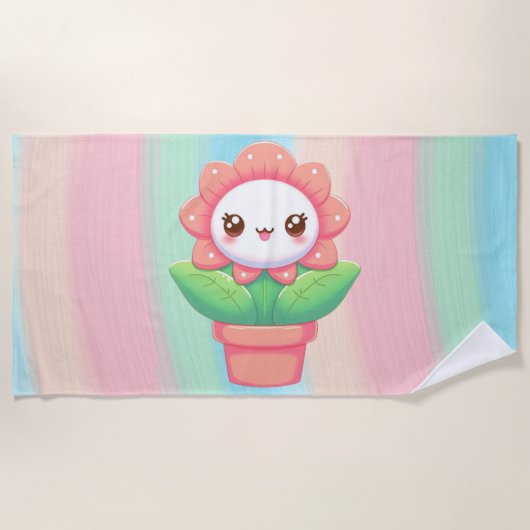 Serviette De Plage Fleur mignonne, capricieuse en pot (Devant)