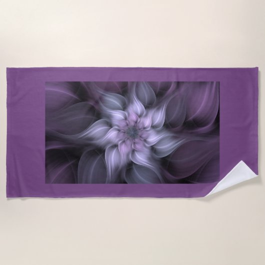 Serviette De Plage Fleur pourpre de fractale (Devant)