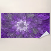 Serviette De Plage Fleur psychédélique violette Abstraite Fractal Art (Devant)