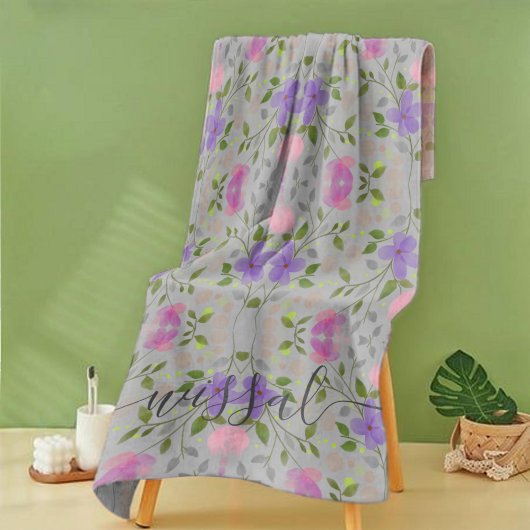 Serviette De Plage fleur rose pourpre à fleurs molles avec point pist