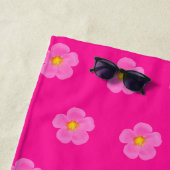 Serviette De Plage Fleur Rose rose Moss Motif sans couture sur (En situation)