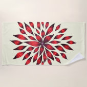 Serviette De Plage Fleur rouge abstraite tirée par la main de (Devant)