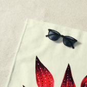 Serviette De Plage Fleur rouge abstraite tirée par la main de (En situation)