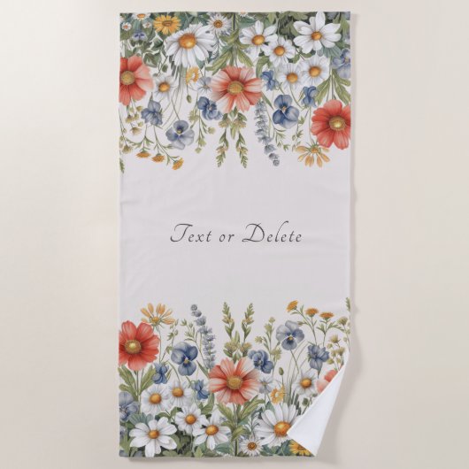Serviette de plage Fleur sauvage colorée (Devant)