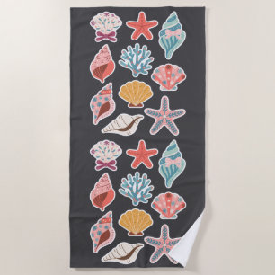Serviette De Plage Fleur sauvage Coquillage Clam Vibes estivales Flor