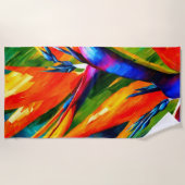 Serviette De Plage Fleur tropicale abstraite d'oiseau de paradis (Devant)
