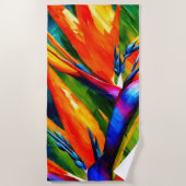 Serviette De Plage Fleur tropicale abstraite d'oiseau de paradis (Devant)