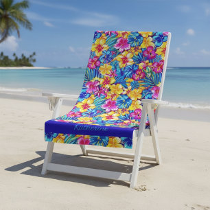 Serviette De Plage Fleur tropicale de palmier hawaïen coloré