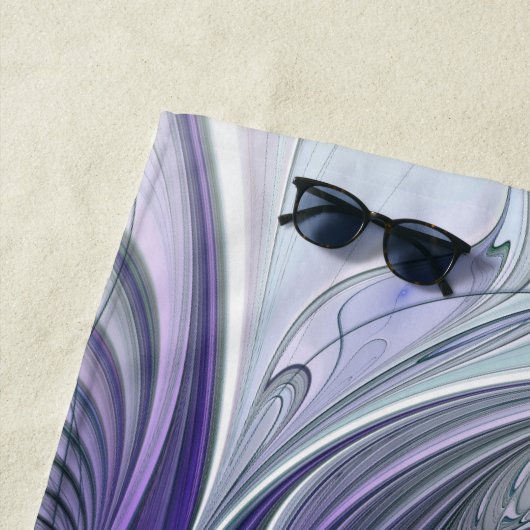 Serviette De Plage Fleur vert violet Art Abstrait Nom fractal (En situation)