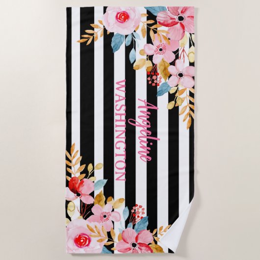 serviette de plage fleurie (Devant)