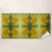 Serviette de plage fleurie de Marigolds jaune sole (Devant)