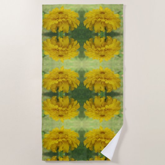 Serviette de plage fleurie de Marigolds jaune sole (Devant)
