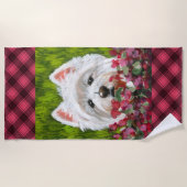 Serviette De Plage Fleurs blanches et roses (Devant)