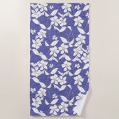 Serviette De Plage Fleurs blanches sur la lavande de Periwinkle (Devant)