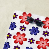 Serviette de plage Fleurs Bleu Violet Rouge Bohème (En situation)