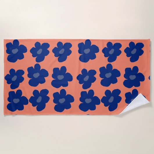 Serviette De Plage Fleurs bleues (Devant)