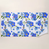 Serviette De Plage Fleurs bleues de myosotis d'aquarelle (Devant)