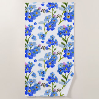 Serviette De Plage Fleurs bleues de myosotis d'aquarelle