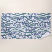 Serviette De Plage Fleurs Blue Hyacinth sur blanc (Devant)