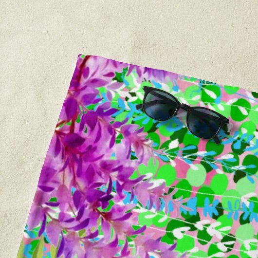 Serviette De Plage Fleurs Colorées (En situation)