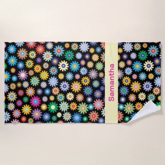 Serviette De Plage Fleurs colorées (Devant)