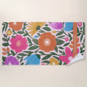 Serviette De Plage Fleurs colorées en gras Filles Nom (Devant)
