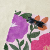 Serviette De Plage Fleurs colorées en gras Filles Nom (En situation)