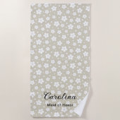 Serviette De Plage Fleurs Confetti Beige Bridesmaid (Devant)