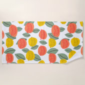 Serviette De Plage Fleurs corail et or (Devant)