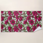 Serviette De Plage Fleurs Cosmos roses (Devant)