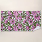 Serviette De Plage Fleurs Cosmos roses (Devant)