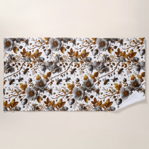 Serviette De Plage fleurs d'abeilles miel et art motif feuille